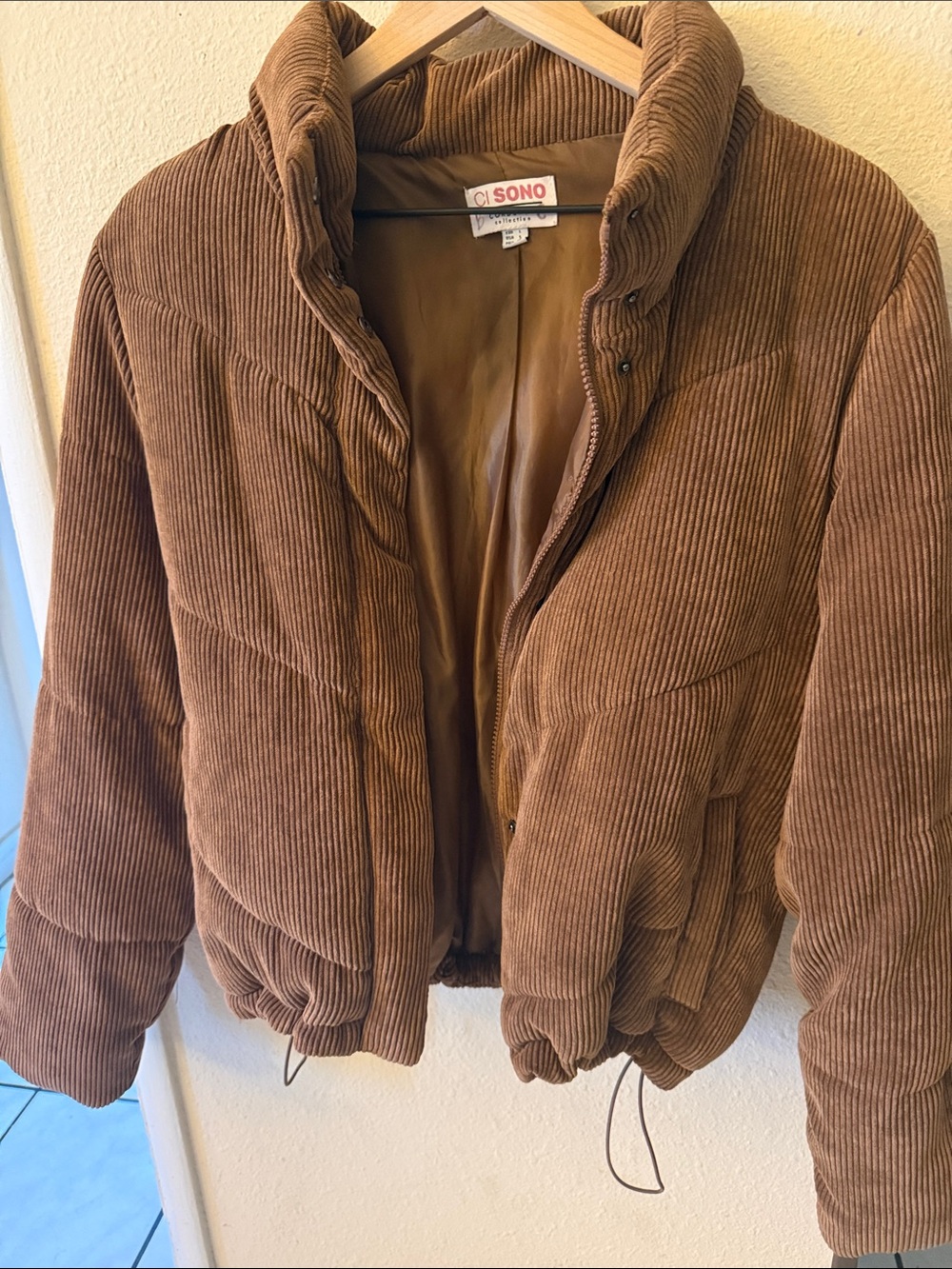 Women's Brown Corduroy Puffer Jacket
